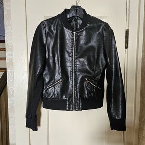 Dynamite Faux Leather Bomber Jacket